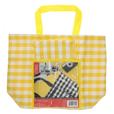 Strandtas met mat geel/wit